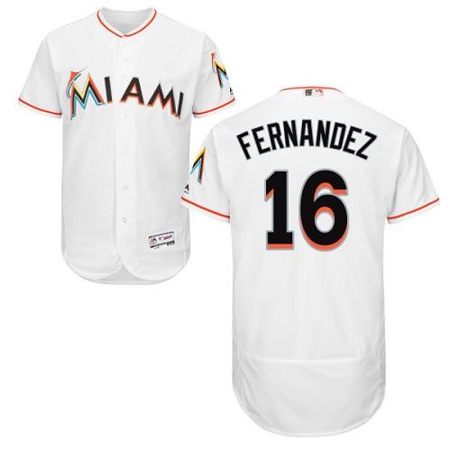 marlins #16 Jose Fernandez White Flexbase Authentic Collection Stitched MLB Jersey - Click Image to Close